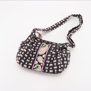 Vera Bradley Women's Black Pink Elephants Purse Sherry Tote Bag